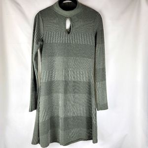 Doo B Doo Long Sleeve Ribbed Green Mini Dress Size Large
